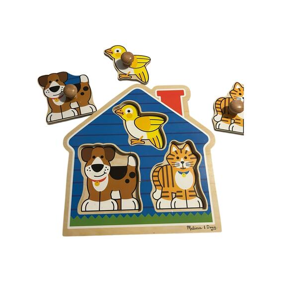 Melissa & Doug Animals Jumbo Knob Wooden Puzzle House Pets - Picture 2 of 3